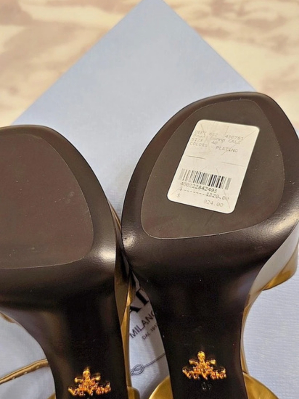Prada Metallic Leather Platform Sandal Gold EU 40/ US 10 - Picture 7 of 13